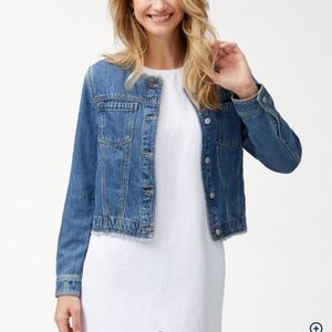 TOMMY BAHAMA Devin Indigo Raw-Edge Jacket sz S